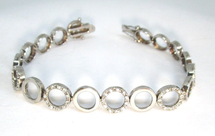 LGA 925 Sterling Silver and CZ Bracelet 18.2 grams 7 1/4” 3/8” wide lot 47b8