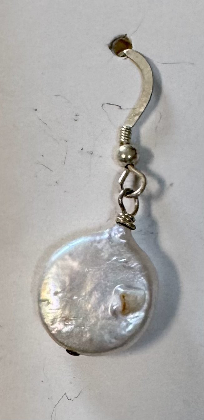 Handcrafted Earrings USA Artist Sterling Earwires Genuine Freshwater Coin Pearls