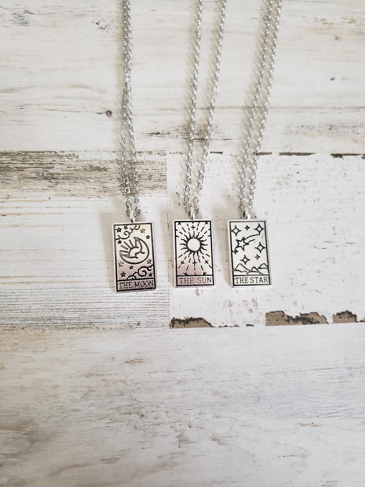 Tarot necklace fortune card sun moon stars jewelry gift past