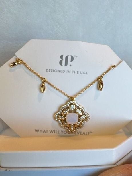 Bomb Party Neckline Negotiator Created Moonstone on Gold