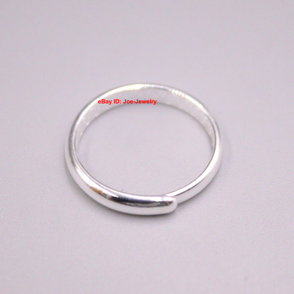 Solid 999 Fine Silver Ring 3mm Glossy Pattern Band Adjustable 6-8 For Women