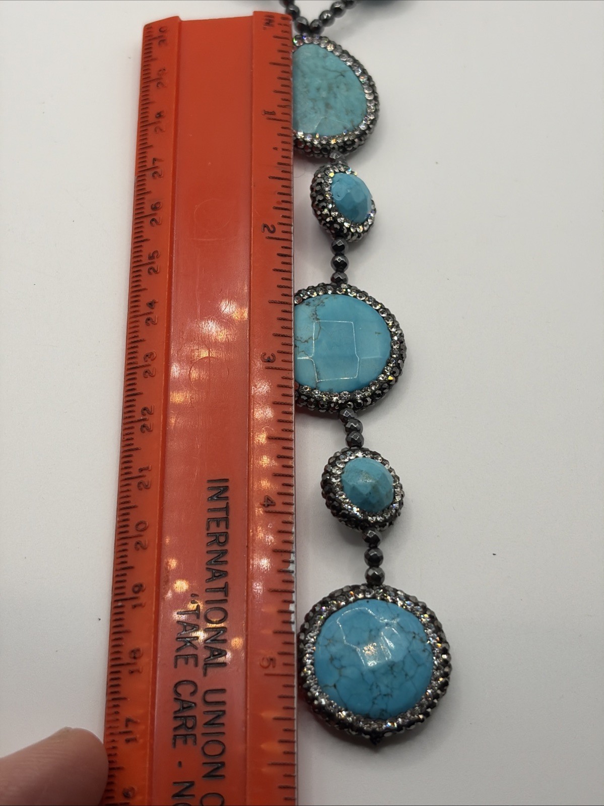 Iris And Lily Turquoise Hematite Crystal Necklace Gorgeous Sparkly Y
