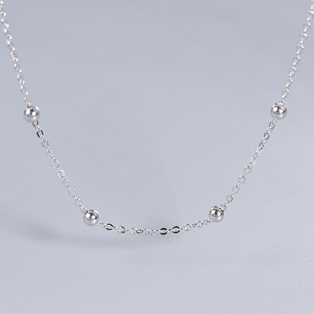 Real 925 Sterling Silver Necklace Trace Chain w/ Bead Extender Adjustable 14-26″