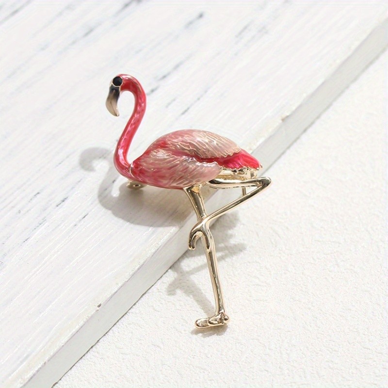 Elegant Classic Exquisite Enamel Flamingo Pin Brooch Fashion Animal Accessories