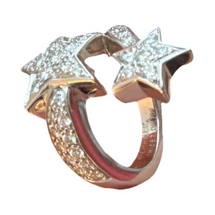 CHANEL Comet 18k White Gold Star Pavé Diamond Ring Size 5.5 Excellent Condition