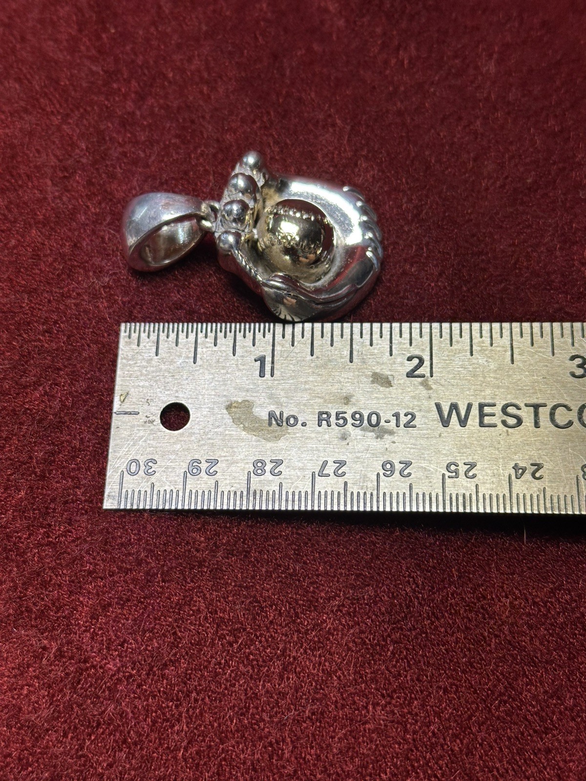 Baseball Softball Glove Silver Toned with gold toned ball Charm Pendant 30g