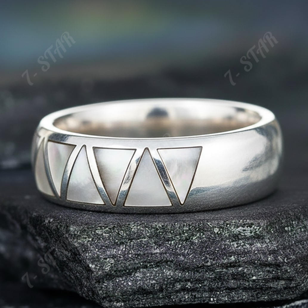 Natural Gemstone inlay Bend Ring 925 Sterling Silver Handmade Gift For.