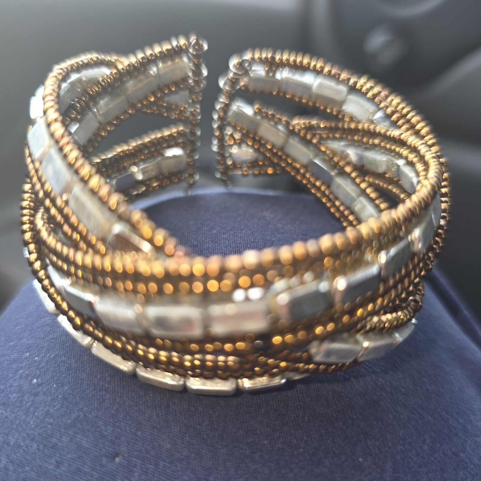 Triple Woven Cuff Bead Bracelet