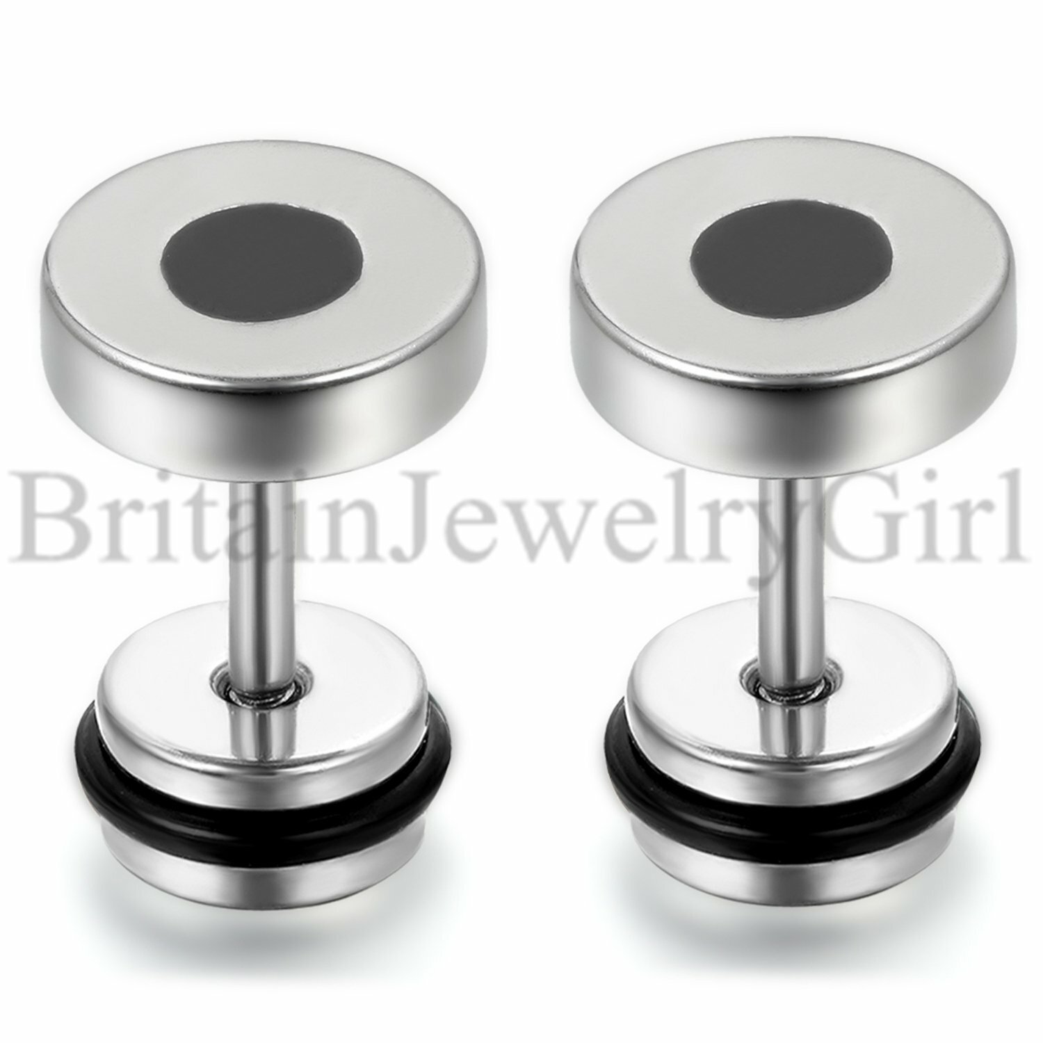 2-6PCS Men Unisex Stainless Steel Barbell Punk Ear Stud Earrings 8mm/10mm/12mm