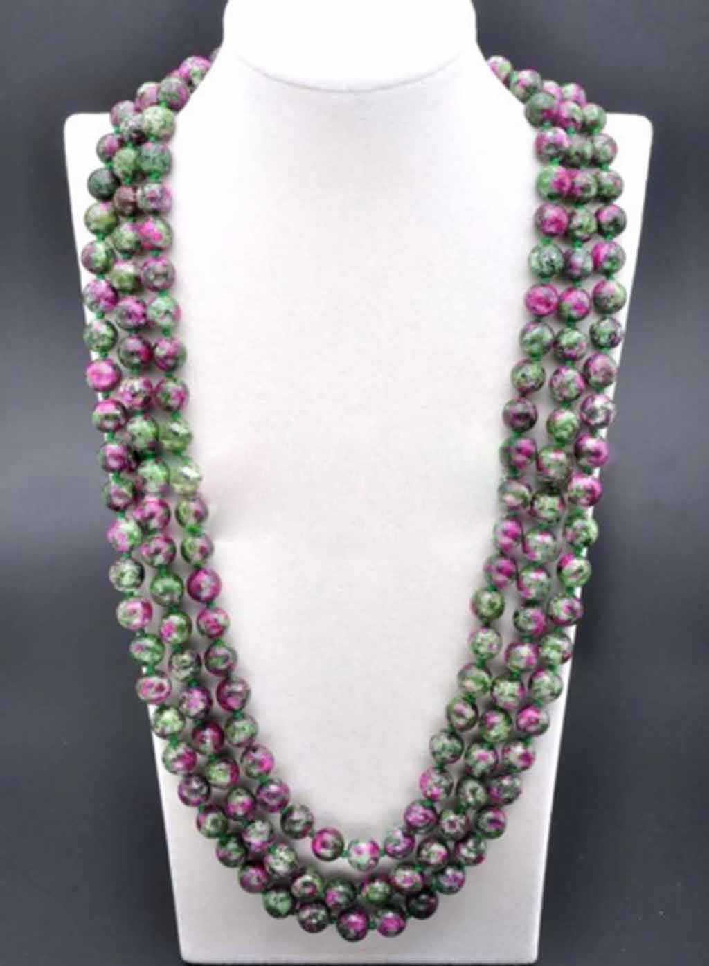 Natural 8/10mm Ruby Emerald Round Gemstone Beads Long Necklace 18-100” AAA