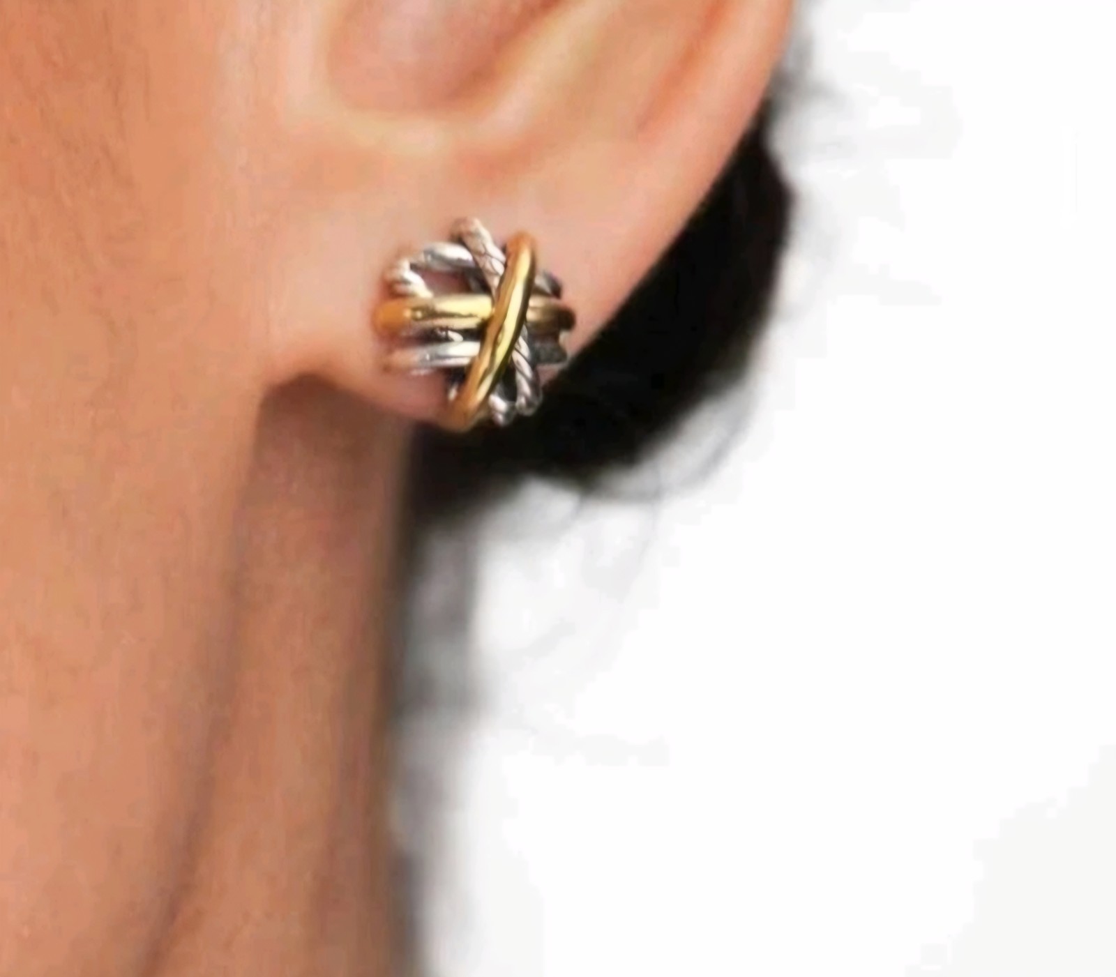 David Yurman Two-Tone Crossover Stud Earrings