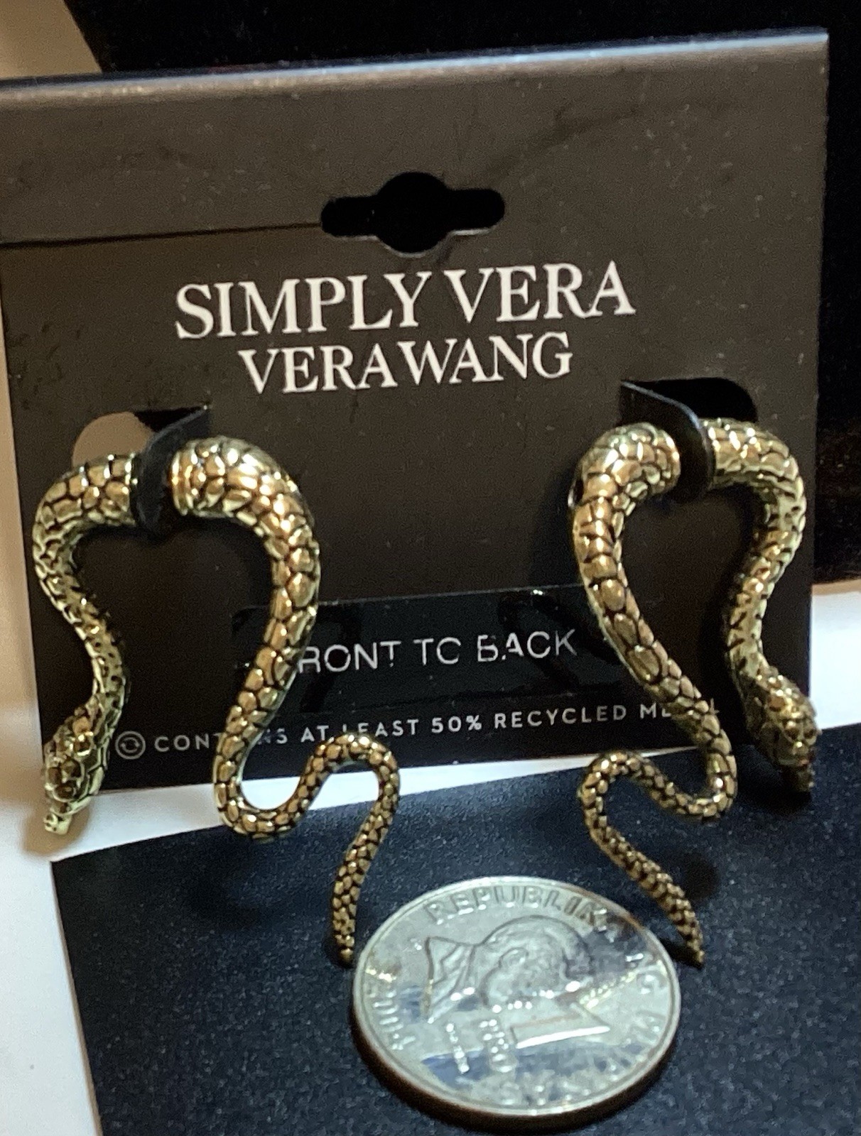 Simply Vera Wang Front To Back Snake Pierced Earrings New! Gothic Elegant!