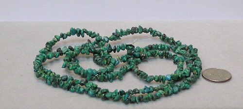 35″ Greenish-Blue Turquoise Mini-Chip Strand, Nylon String, .7 Ounces