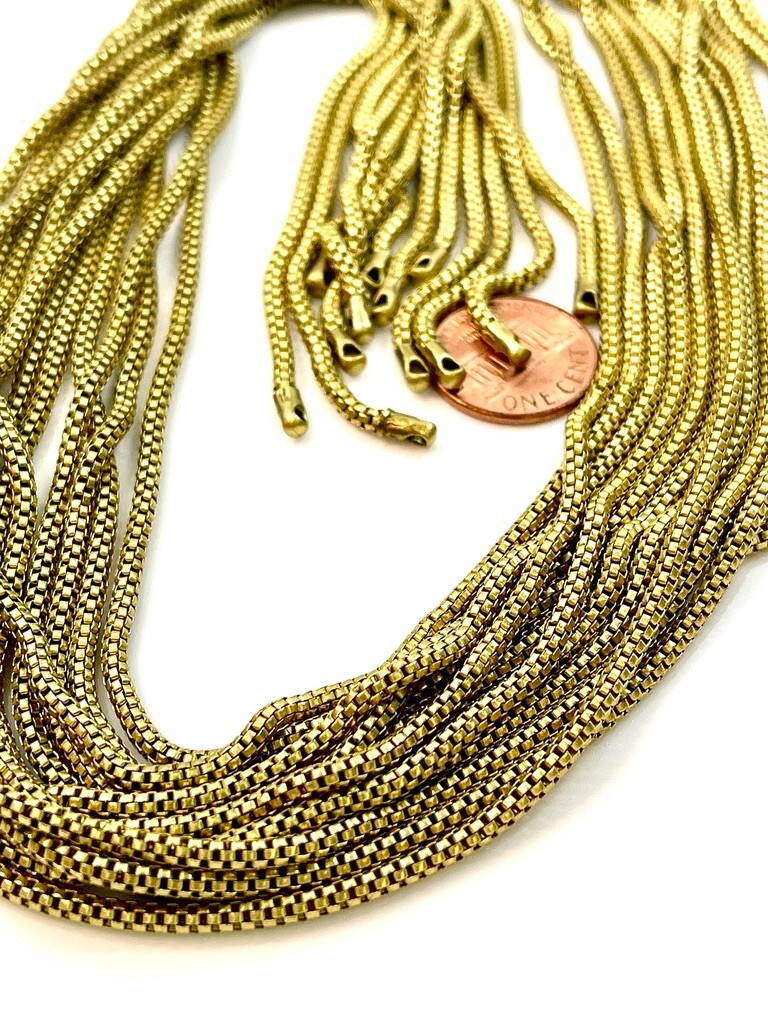 Vintage Solid Brass Venetian Link Chain Looped End Caps 18″ Women Men