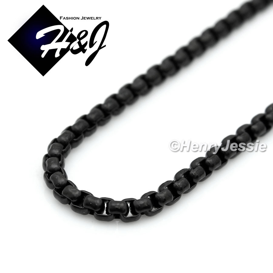 16-30″MEN WOMEN Stainless Steel 1.5mm Black Plated Box Link Chain Necklace*BN120