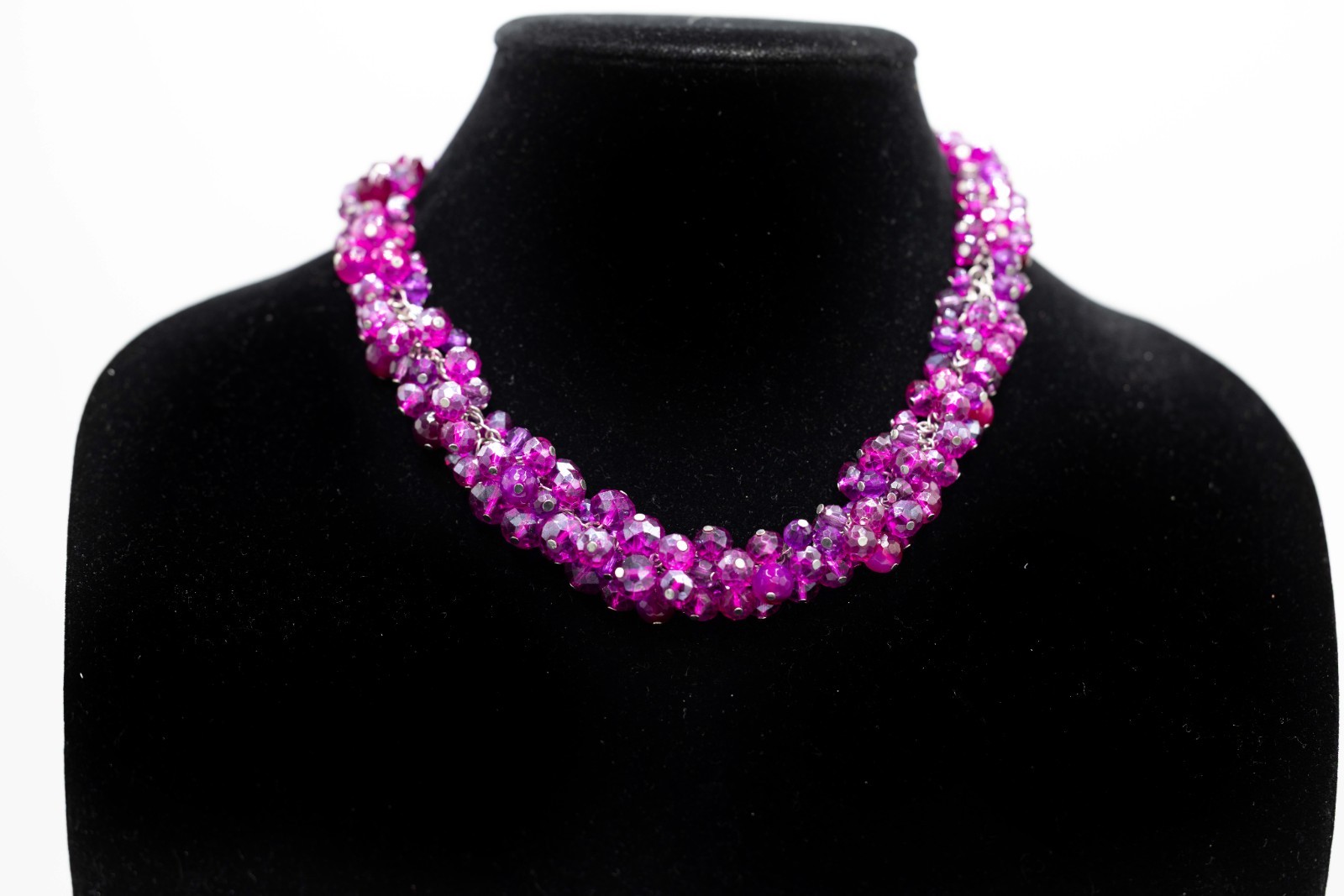 White House Black Market Fuchsia Crystal Cluster $38 Necklace NWOT
