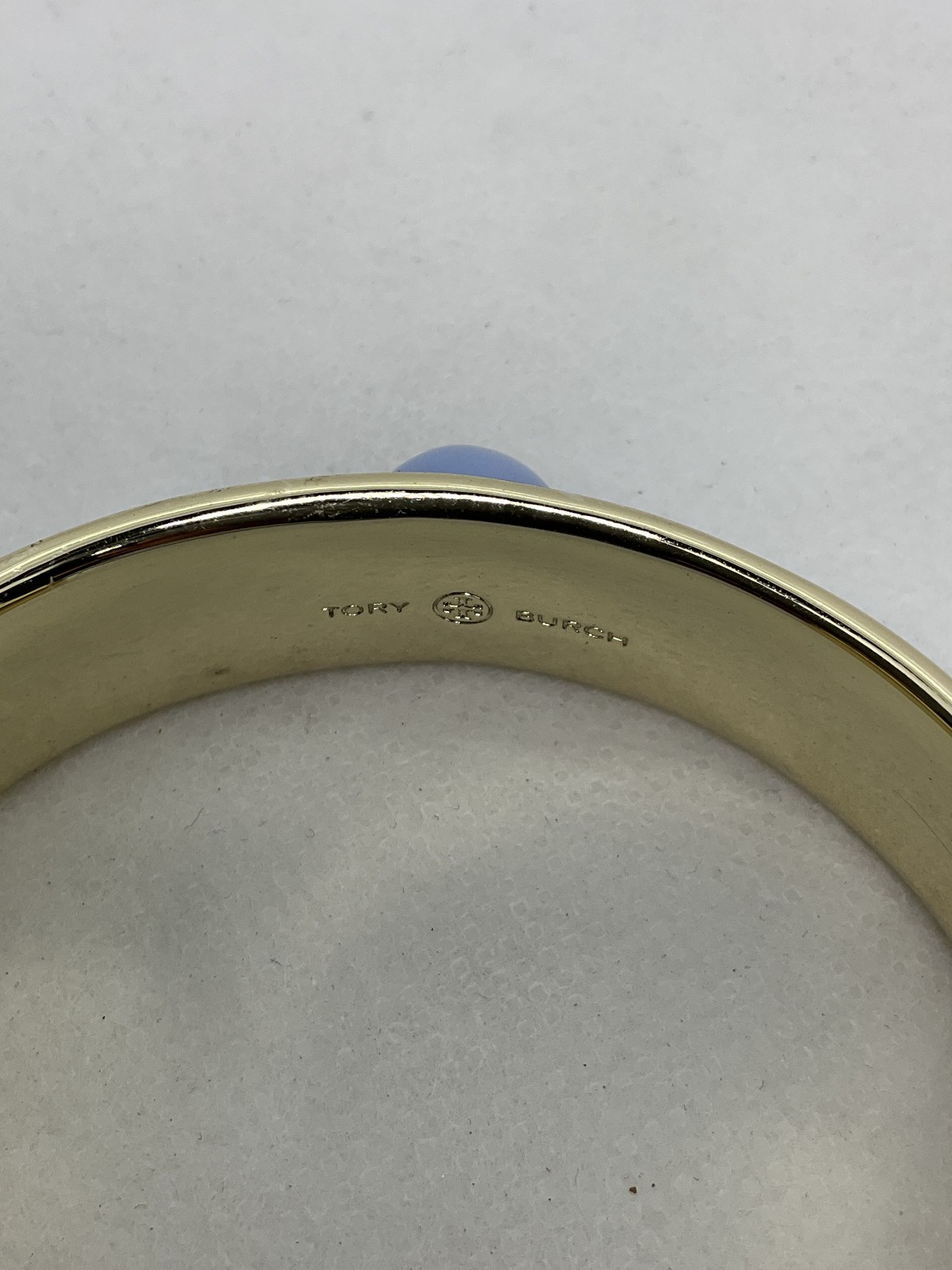 Tory Burch Green Enamel Blue Dome Studs Cuff Bracelet