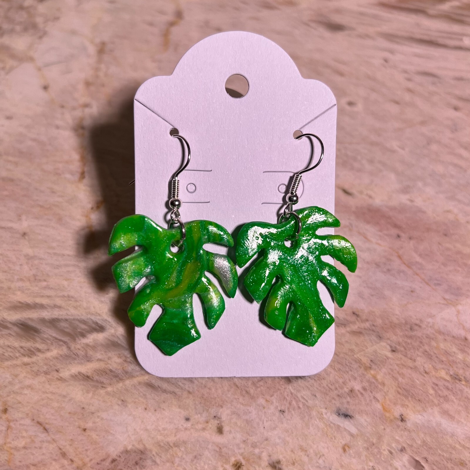 MONSTERA CLAY EARRINGS HANDMADE, GLAZED GREAT GIFT IDEA (SELECT FROM PHOTOS) #1