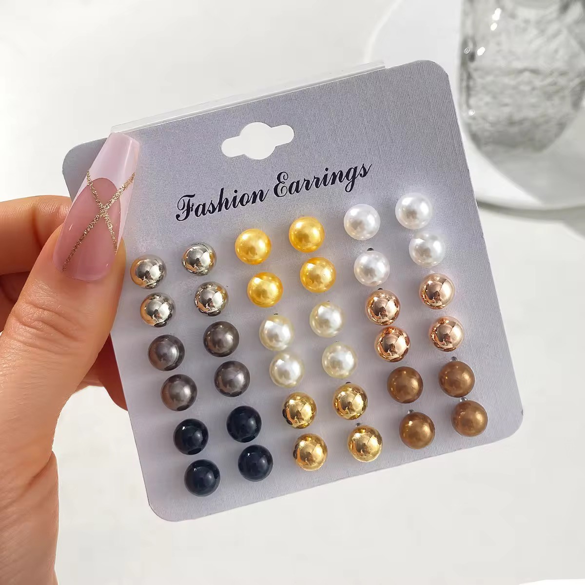 18 Pair Elegant Multi-color Imitation Pearl Stud Earrings Korean Jewelry Set New