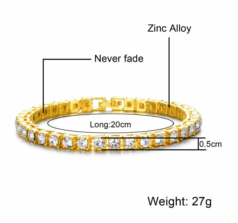💎💎💎 Women Tennis Bracelet CZ Cubic Zirconia Gold 20cm/8in Mother’s Day Gift