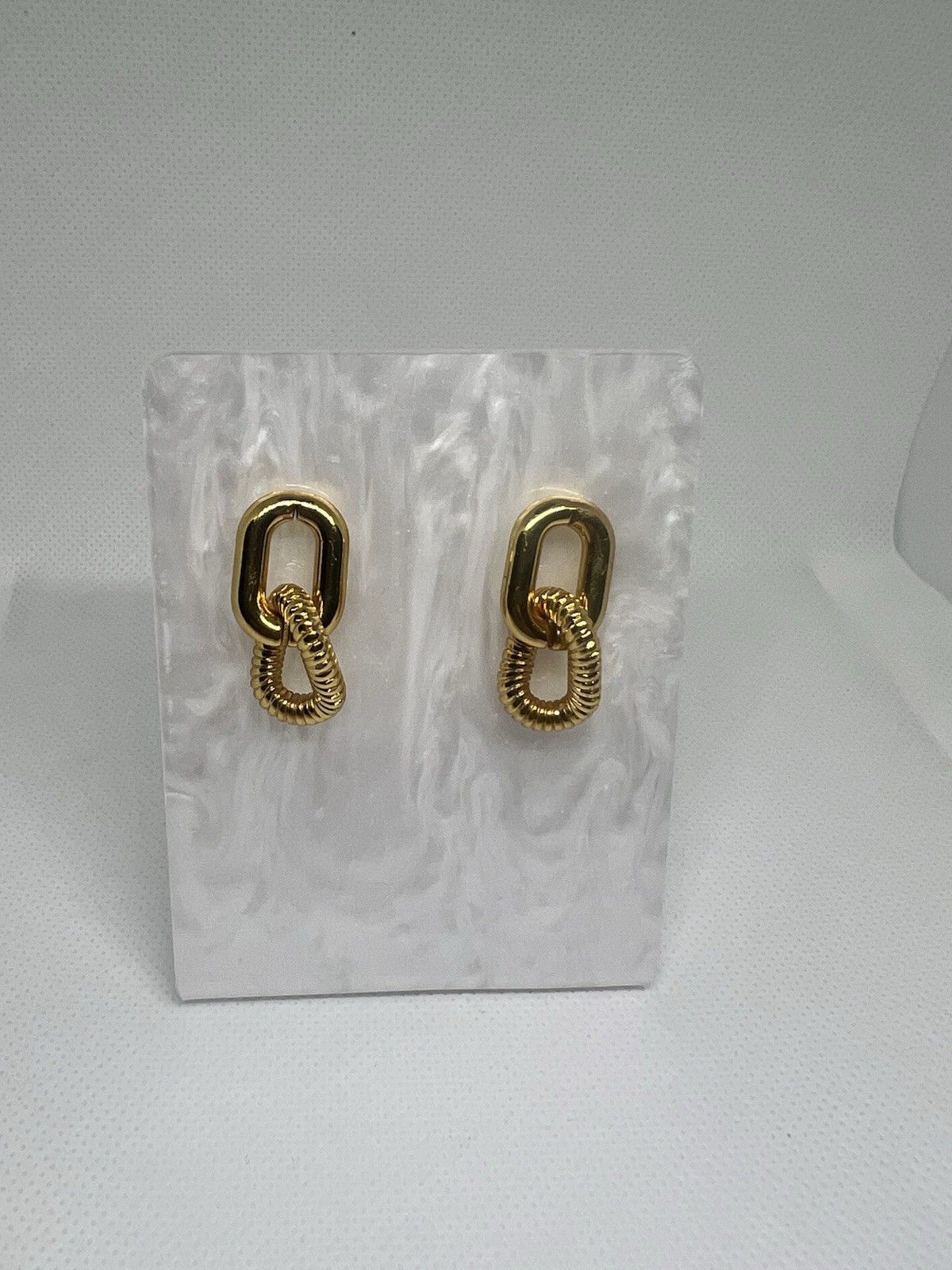 Vintage 1990’s Fashion 18K Yellow Gold Double Link Statement Earrings