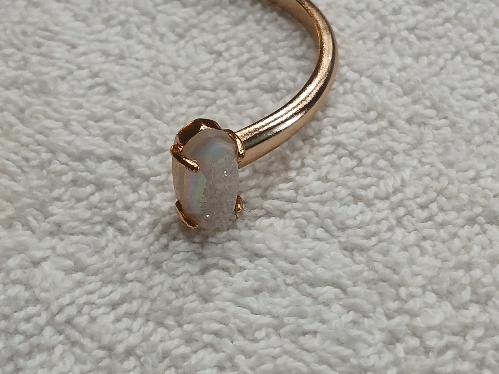 Kendra Scott Bangle Cuff Iridescent Drusy Quartz Rose Gold Bracelet Rare Vintage