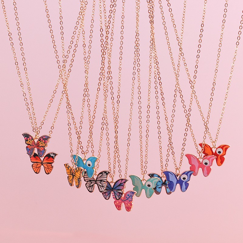 Women’s Jewelry Gift Colorful Butterfly Pendant Charm Necklace