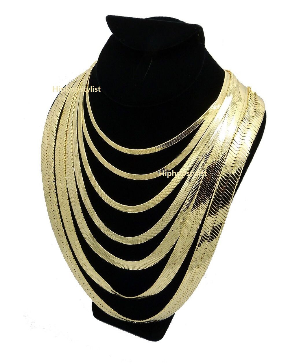 Unisex Herringbone Chain 14k Gold Plated 3mm to 14mm 8″ 16″ 18 20 24 30 Necklace