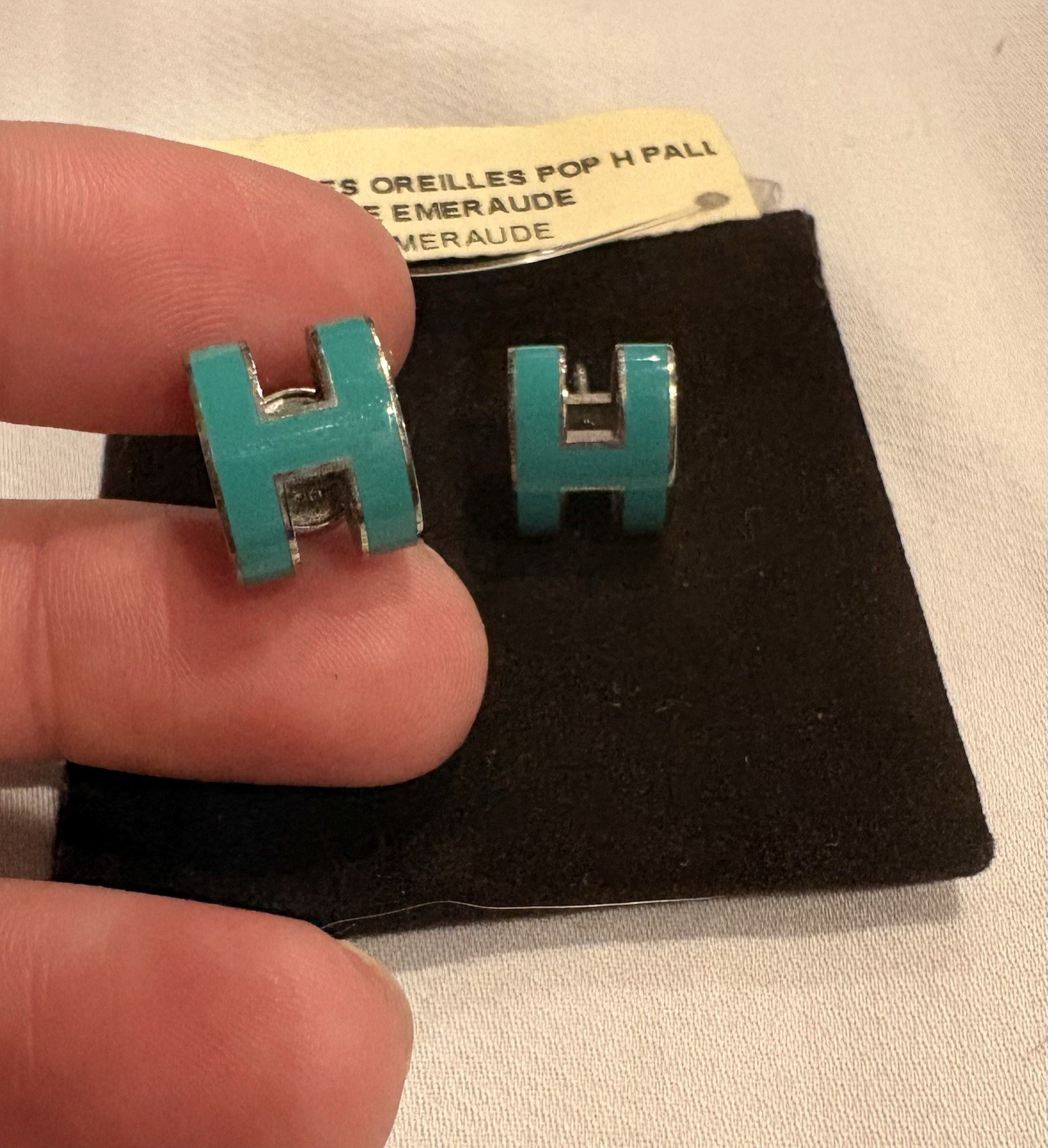 Hermes ‘Pop H’ Earrings in Emerald Green