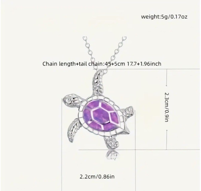 Silver Pink Stone Turtle Pendant Necklace Fashion Fun Jewelry