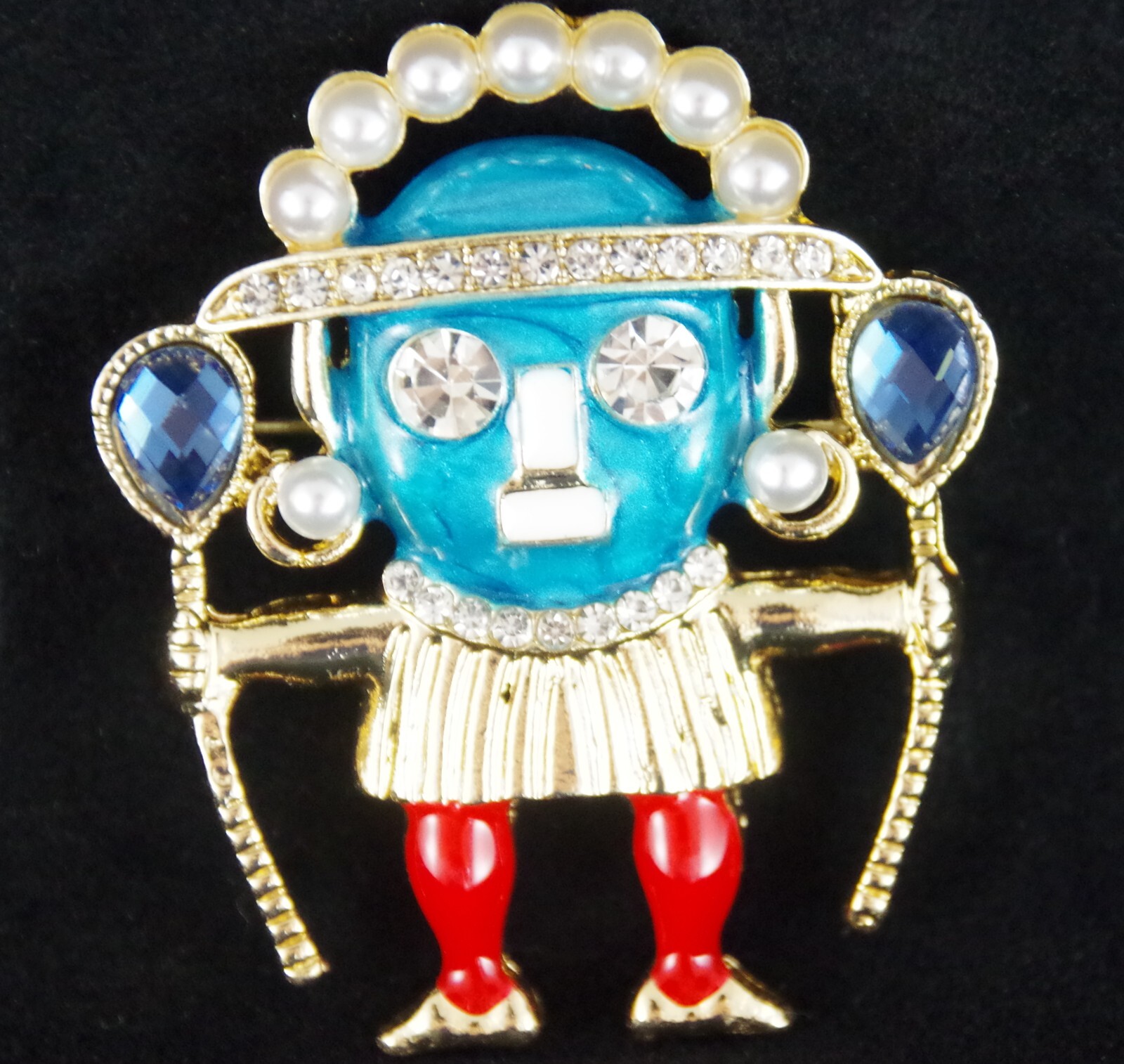 2″ NWOT UNSIGNED KENNETH JAY LANE INSPIRED WITCH DOCTOR WARRIOR BROOCH PIN