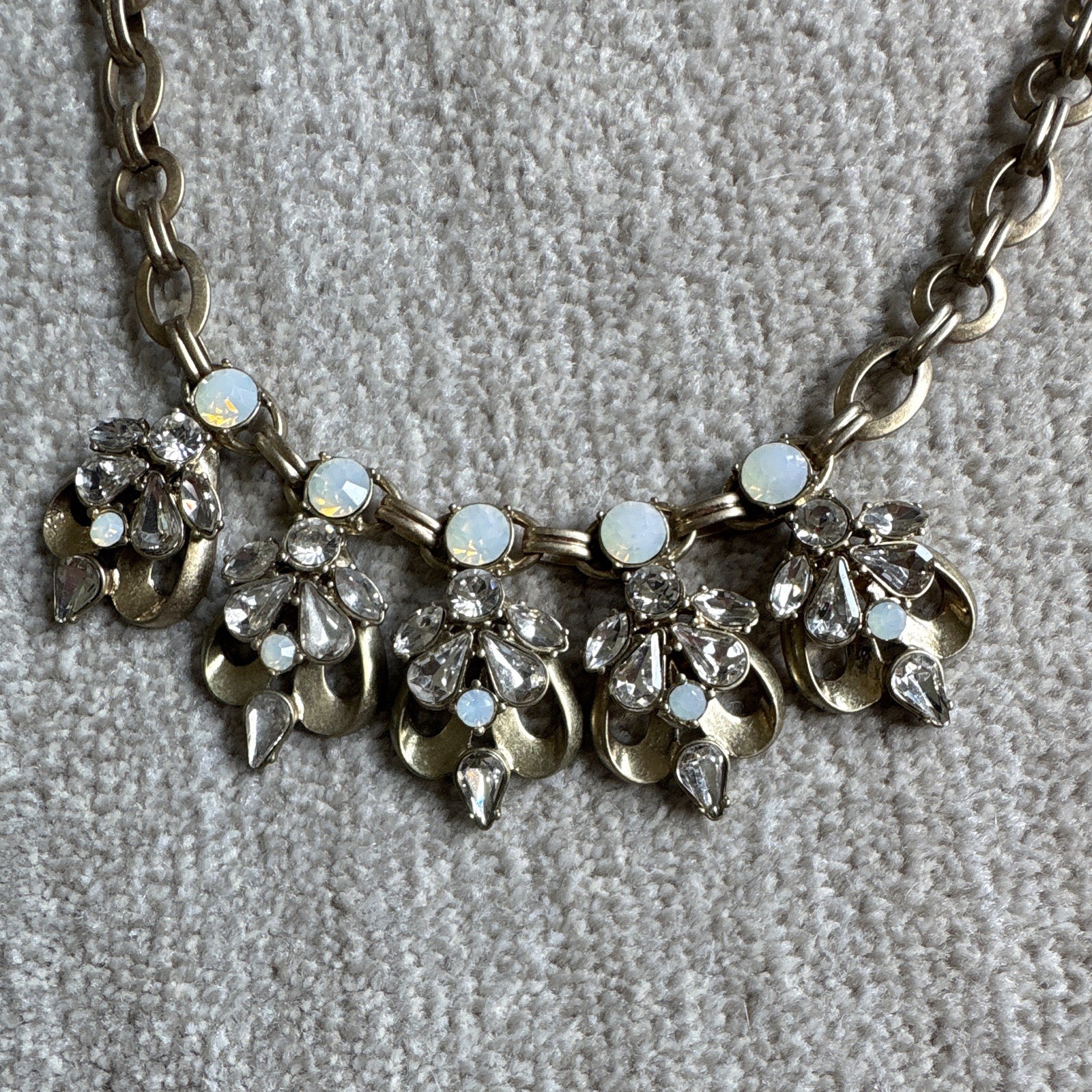 Silver Plated Statement Cable Chain Necklace White Crystal Rhinestone Adjustable