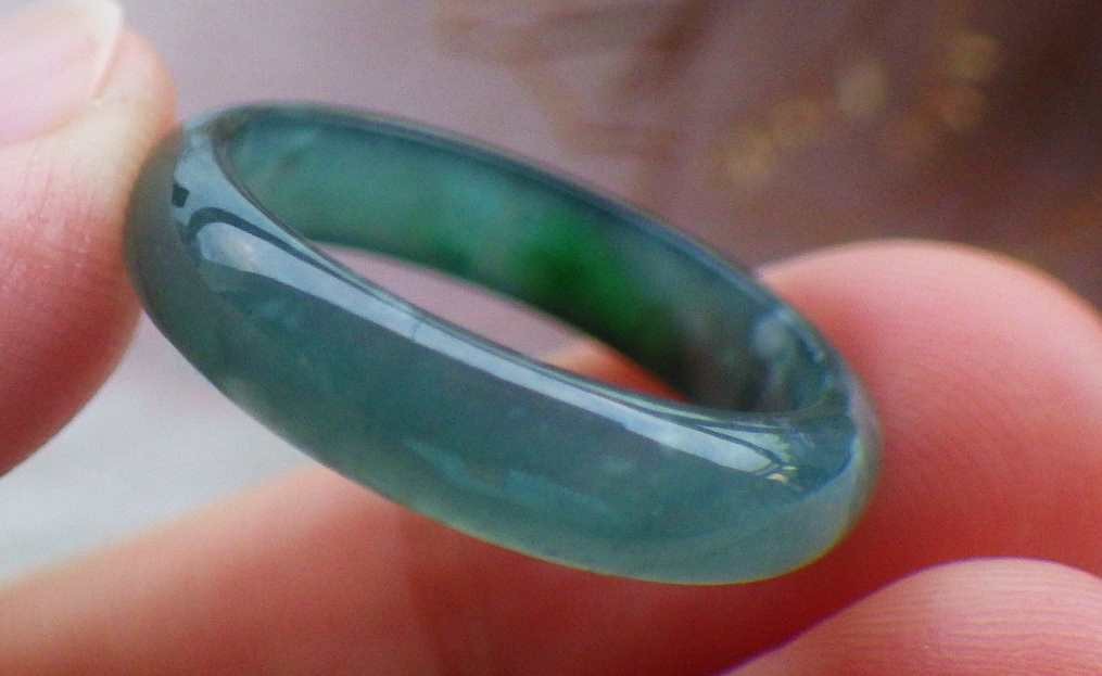 Video Certified Green Natural A Jadeite Jade Round Circle Ring NO. 8 # 121744 TS
