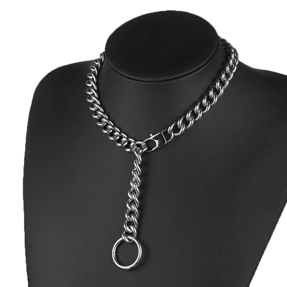 Women’s Sexy Necklace Silver Tone 9MM Curb Cuban Chain Stainless Steel Jewelry