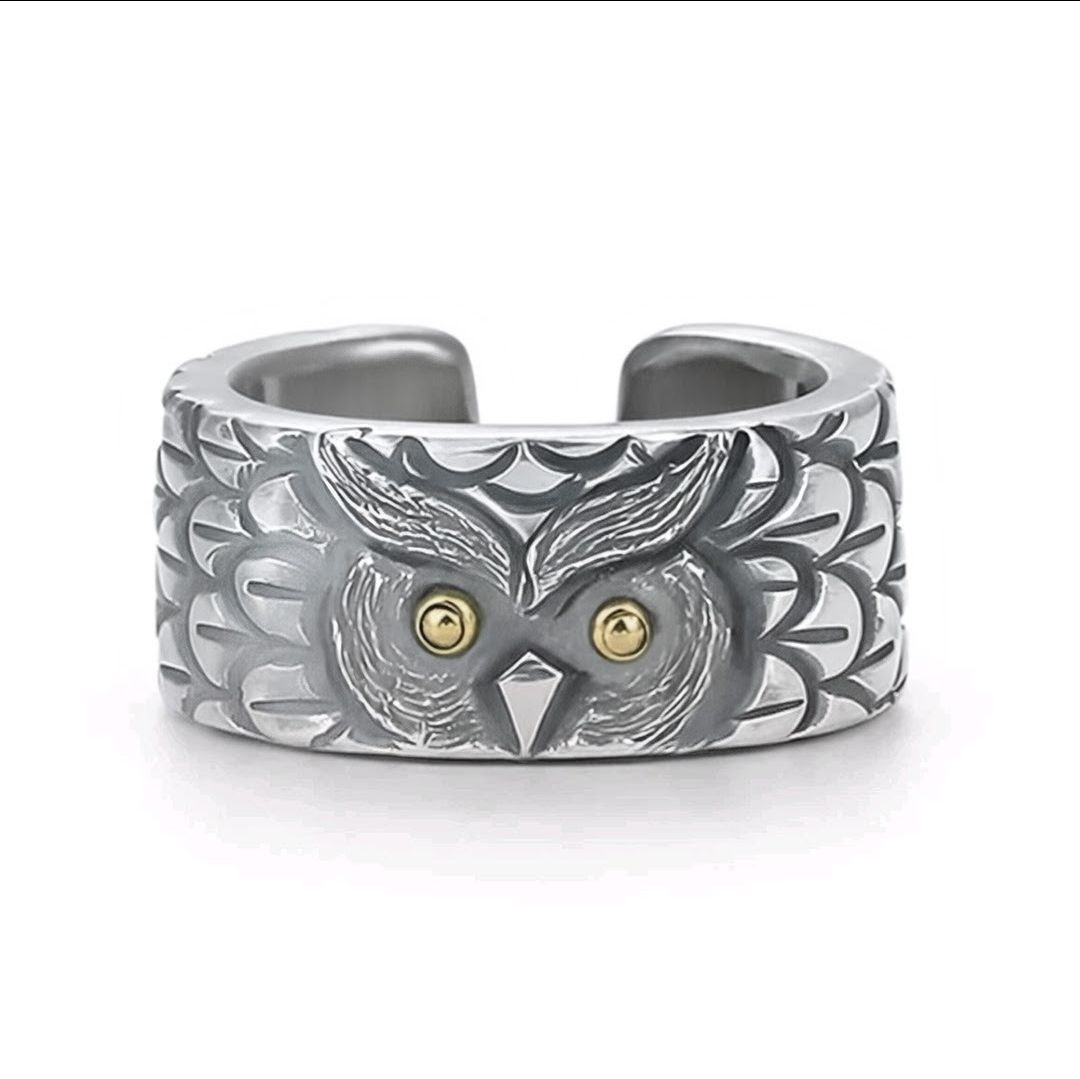 New Vintage Silver Owl Animal Punk Hip Hop Adjustable Open Rings Unisex Jewelery