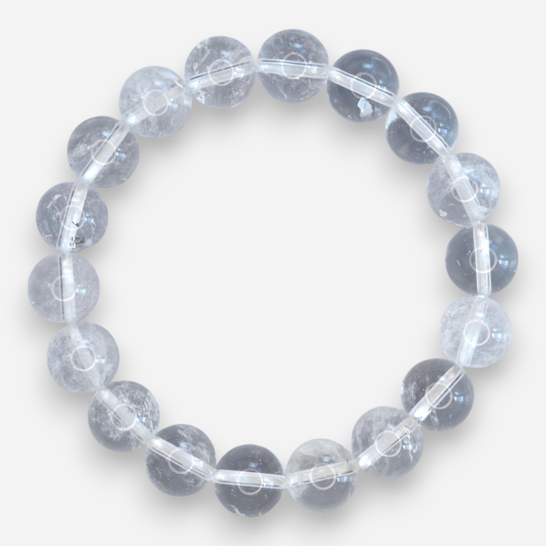 Clear Quartz 10mm Natural Gemstone Bracelet 6-9” Elasticated with Box