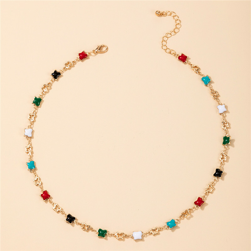 Handmade Bohemian Colorful Gold Beaded Necklace Boho Choker Statement Jewelry