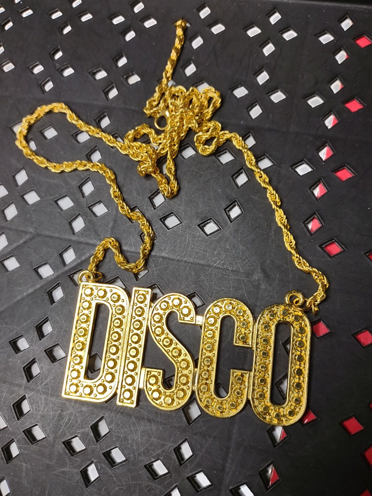 27 Inch Gold Tone Disco Necklace