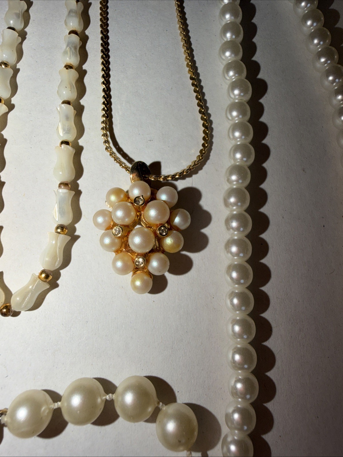 Assorted Faux Pearl Costume Jewelry Lot of 10 Necklaces Vintage & Modern