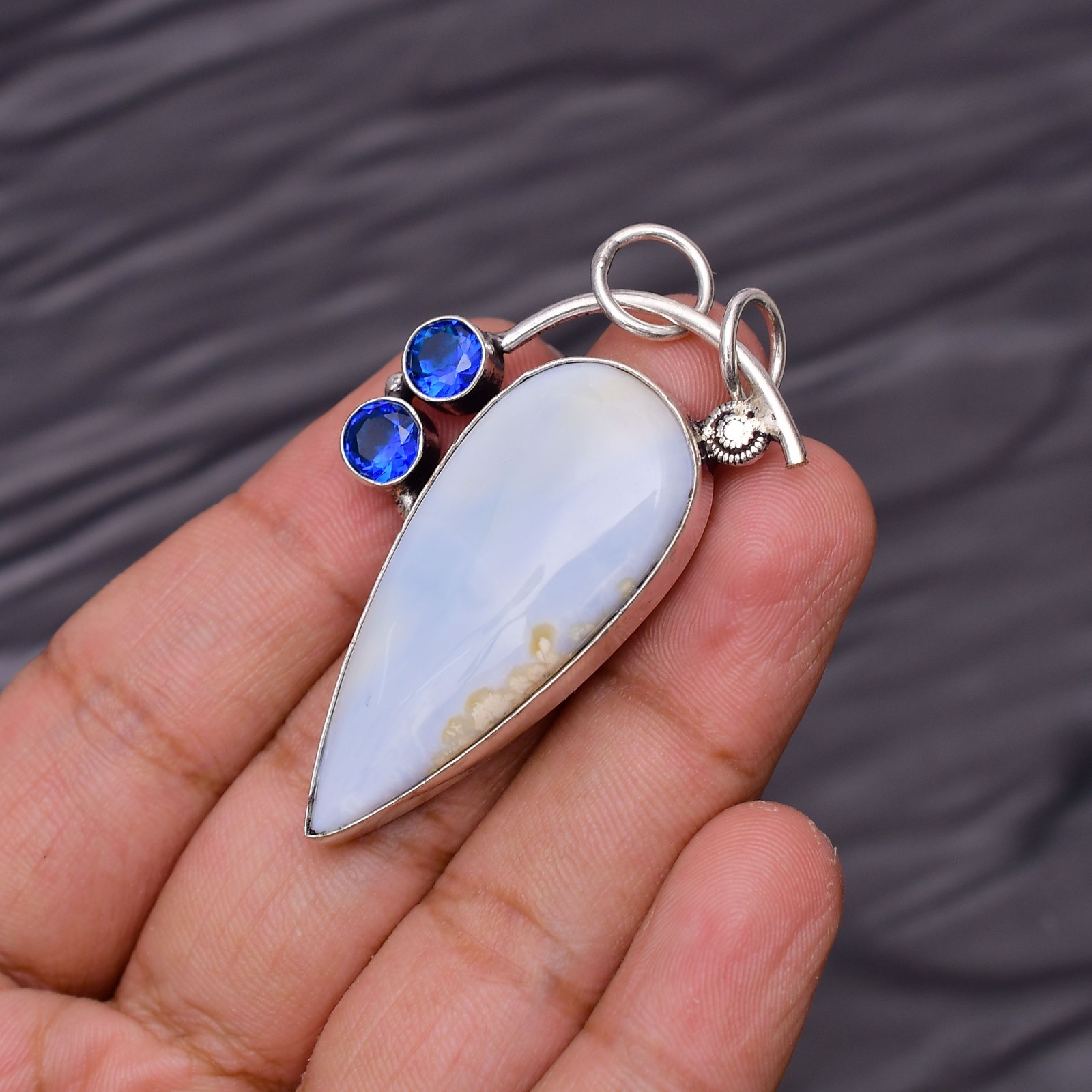 Owyhee Opal Gemstone 925 Sterling Silver Handmade Pendant -1.96″