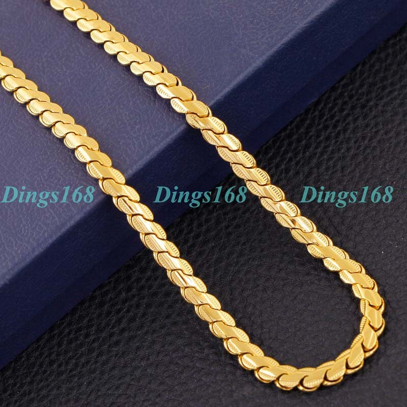 18K Yellow Filled Tarnish-Resist Diamond-Cut Miami Cuban Curb Link Necklace T801