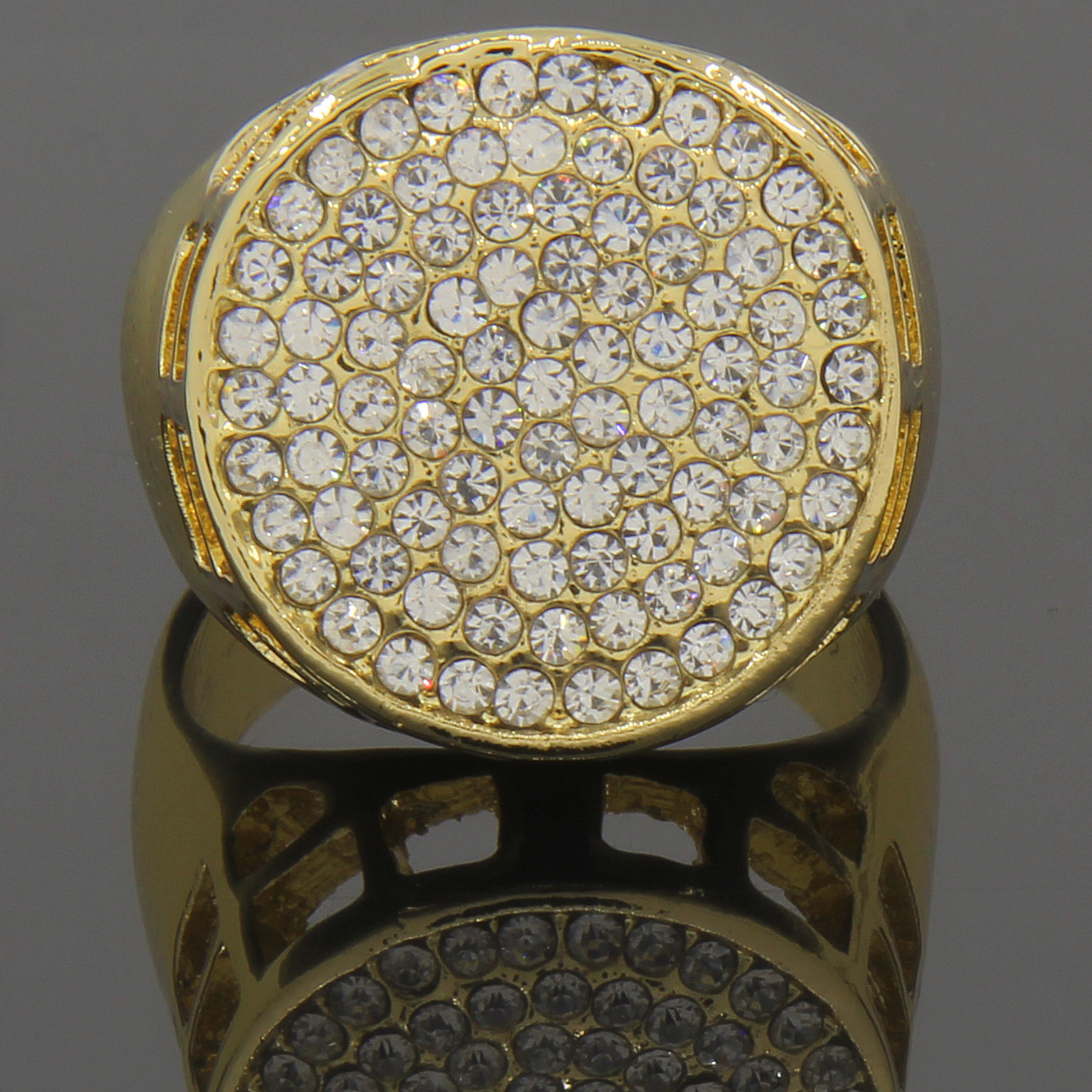 Mens 14K Gold Plated 4 Rings Cubic-Zirconia Bundle(1) Size 7 8 9 10 11 12