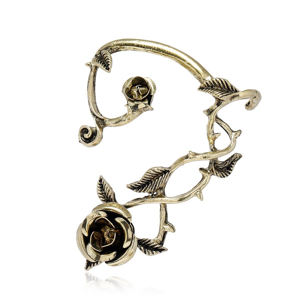 Gothic Rose Ear Wrap Earring Punk Floral Vine Cuff Stud Alternative Jewelry