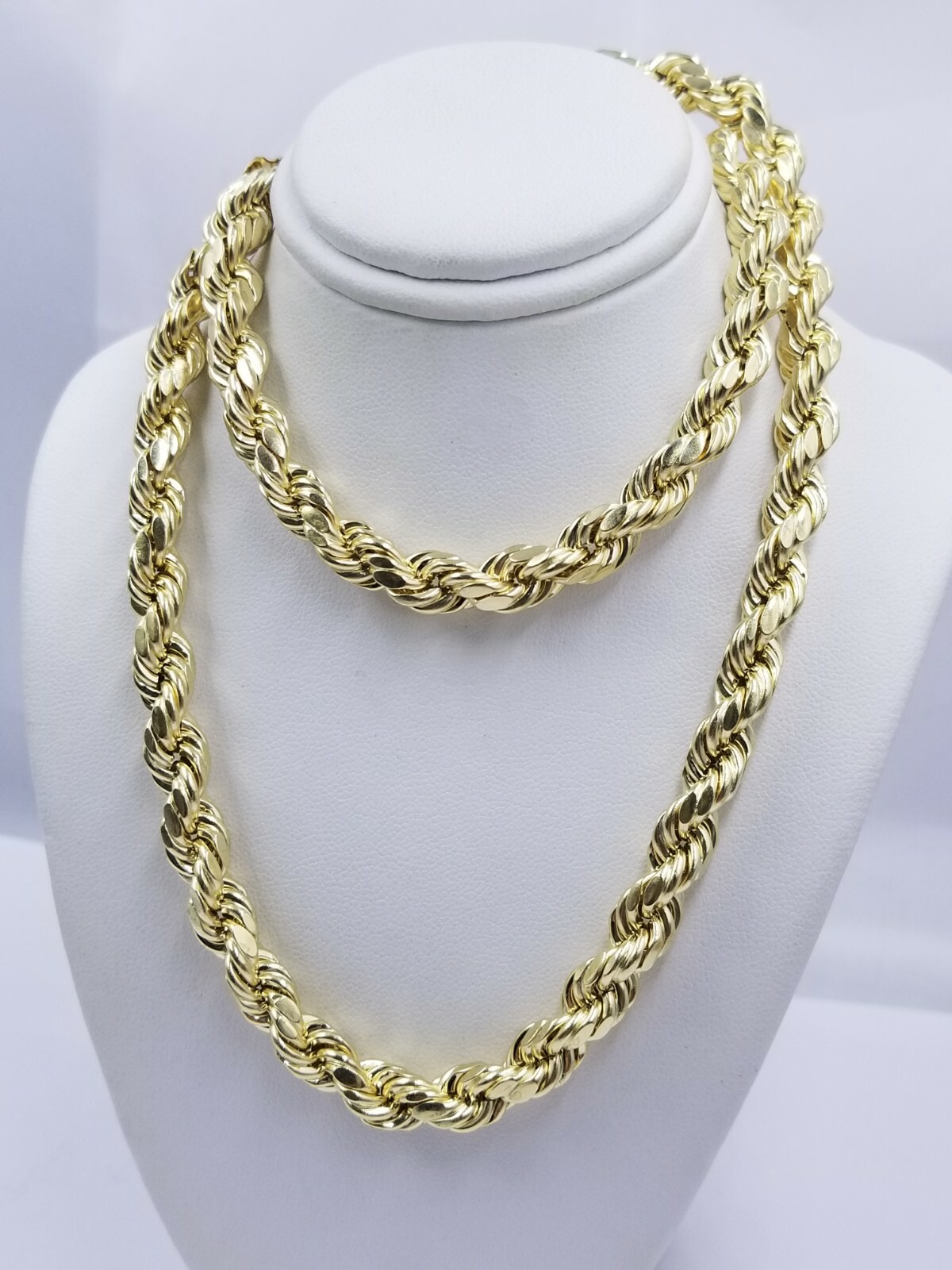 Real Solid 10k Gold Rope Chain Necklace 4mm-10mm Diamond Cut 18″-30″ For Pendant