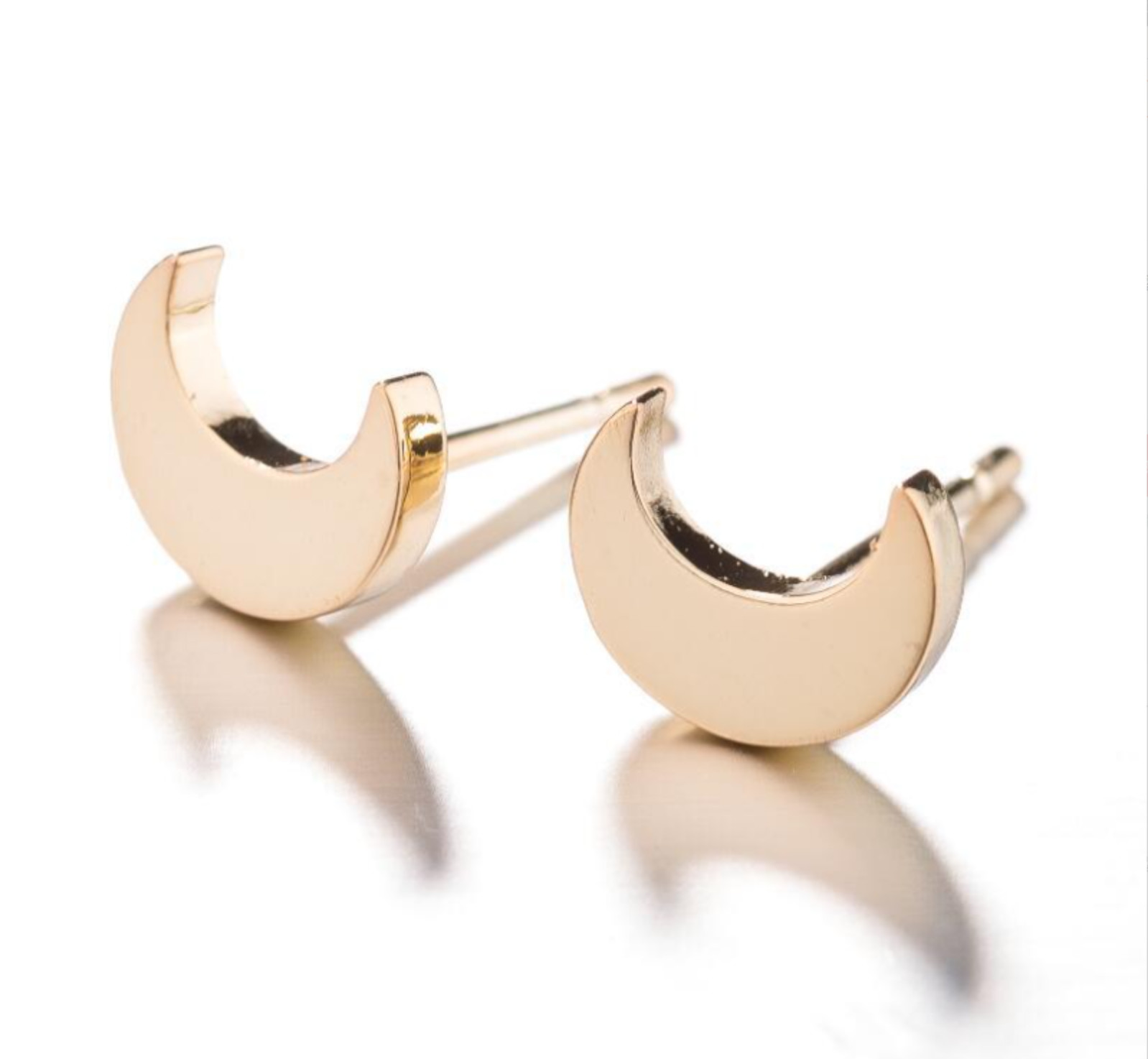 Unisex Punk Titanium Crescent Moon Black / Gold / Silver Stud Earrings