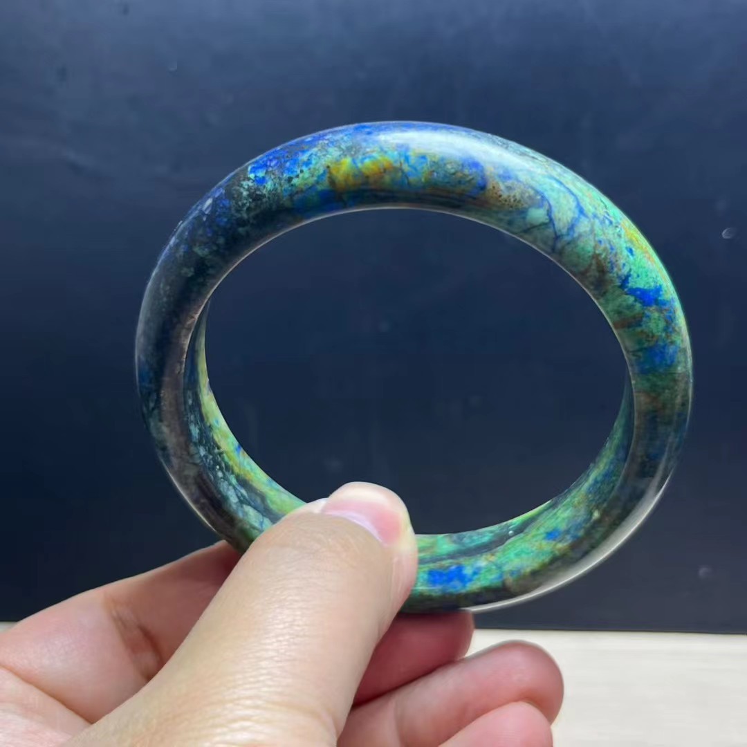 62mm Beauty Glittering Color Azurite & Malachite Crystal Bangle