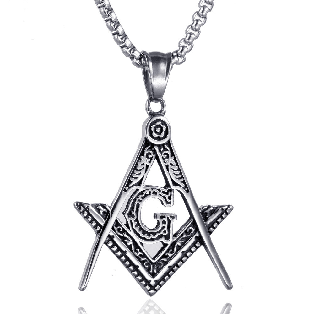 Freemason Masonic Square and Compasses Pendant Necklace Chain Men’s Jewelry Gift