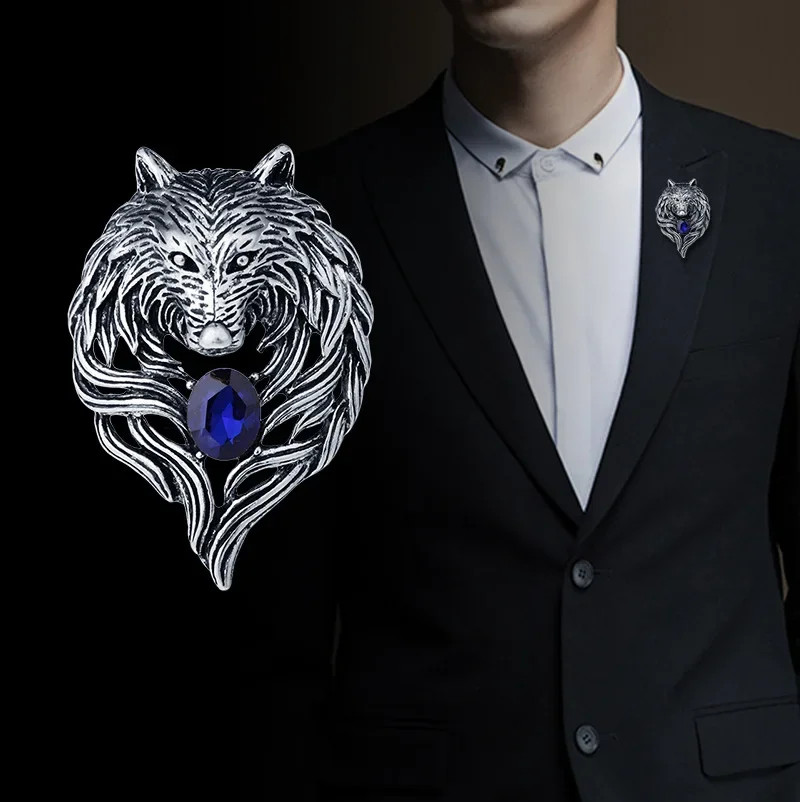 Statement Wolf Brooch Pin Badge Collar Womens Gift