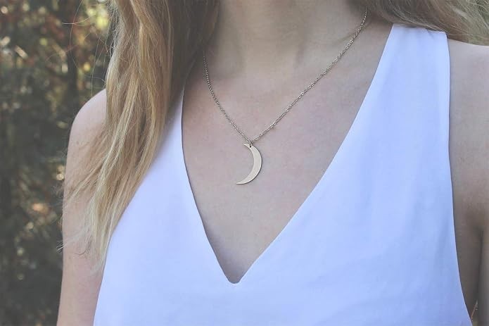Crescent Moon Necklace Silver Plated Pendant Dainty Chain Jewelry Women Gift