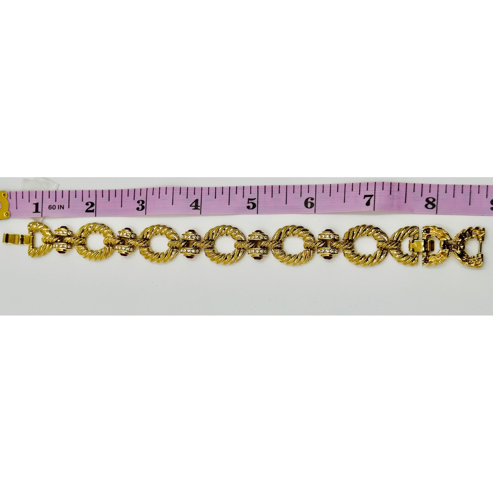 JBK Camrose & Kross Jacqueline Kennedy Ruby Red Crystal Gold Tone Link Bracelet